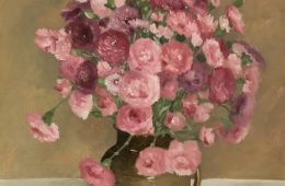Oeillets roses dans un vase