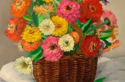 Zinnias dans un panier